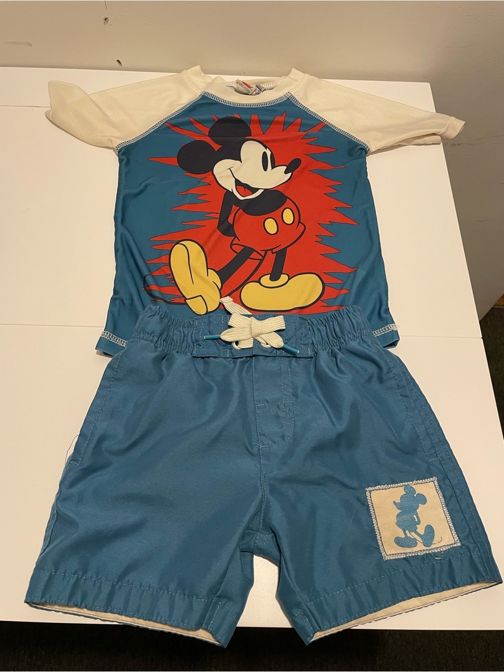 Junk Food Brand Mickey Mouse Boy's Size 3T Swimtrunks & Rash guard